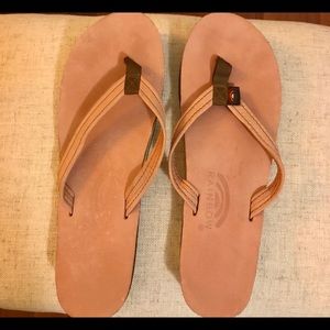 Women’s Pink Leather Thin Strap Rainbow Sandals